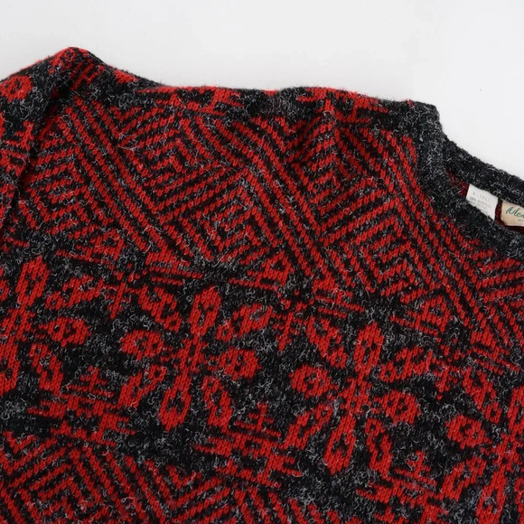 Vintage Men's Store 35% Wool Red Gray Eclectic Grandpa Knit Crewneck Sweater XLT - Picture 10 of 10
